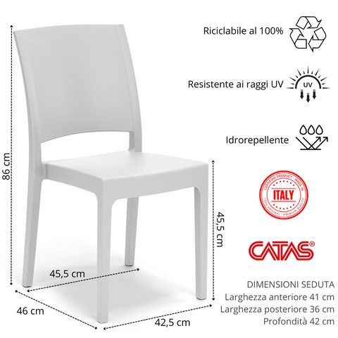 Sedia in polipropilene Flora impilabile Design moderno da Interno/Esterno