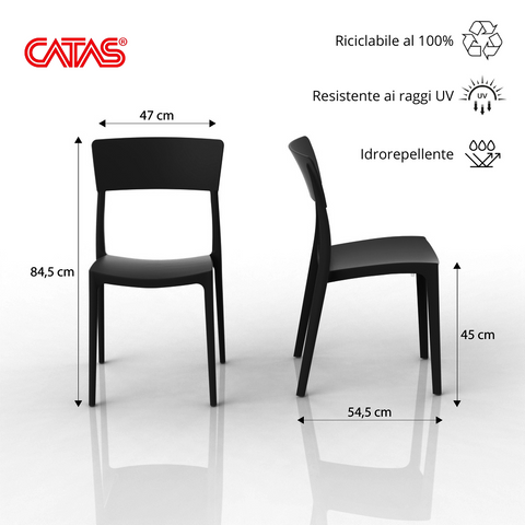 Sedia in polipropilene Zen impilabile Design moderno da Interno/Esterno