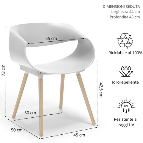 Sedia in polipropilene Diletta impilabile Design moderno da Interno/Esterno