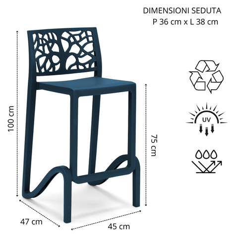 Sgabello in polipropilene Teti sg. seduta da 75