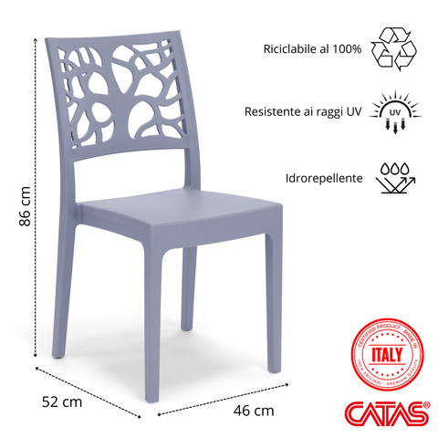 Sedia in polipropilene Teti impilabile Design moderno da Interno/Esterno