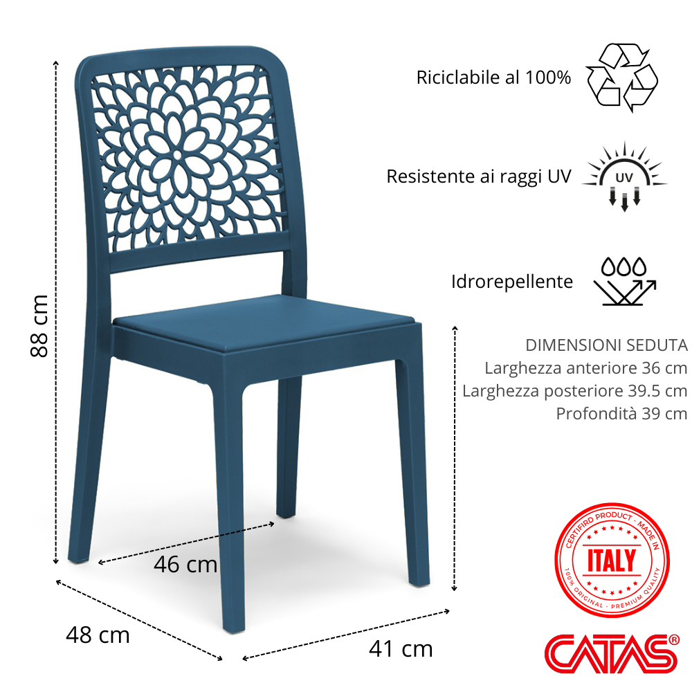 Sedia in polipropilene Tiche impilabile Design moderno da Interno/Esterno