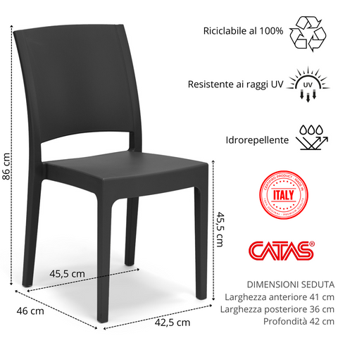 Sedia in polipropilene Flora impilabile Design moderno da Interno/Esterno