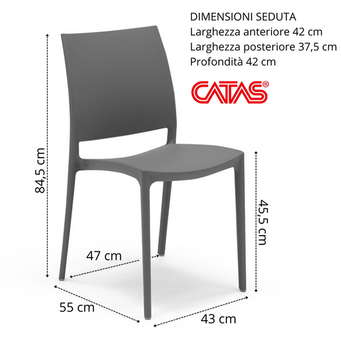 Sedia in polipropilene Moon impilabile Design moderno da Interno/Esterno