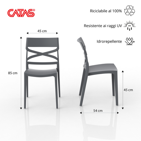 Sedia in polipropilene Flow impilabile Design moderno da Interno/Esterno