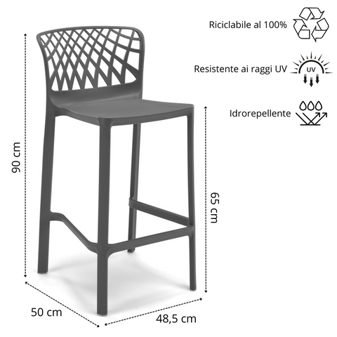 Sgabello in polipropilene Arko 100% Made in Italy sg. seduta da 65