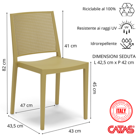 Sedia in polipropilene Porto impilabile Design moderno traforato da Interno/Esterno