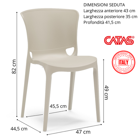 Sedia in polipropilene Jumbo impilabile Design moderno da Interno/Esterno