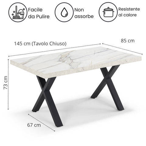 Tavolo da pranzo 145x85 MADE IN ITALY modello PABLO allungabile fino a 195 CM