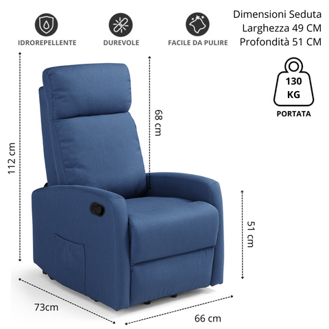Poltrona relax Seattle manuale Reclinabile Design Moderno