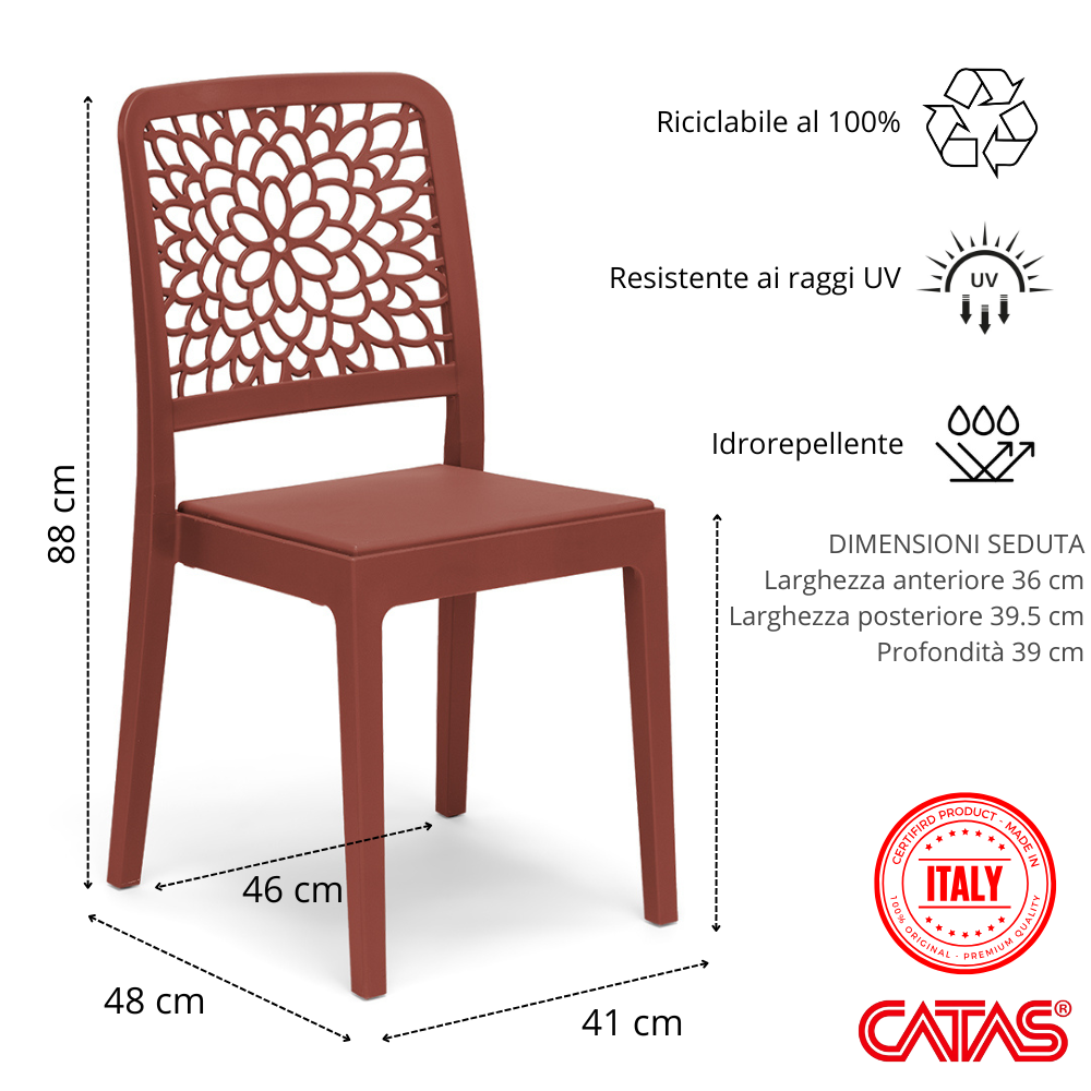 Sedia in polipropilene Tiche impilabile Design moderno da Interno/Esterno