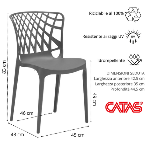 Sedia in polipropilene Arko impilabile Design moderno da Interno/Esterno