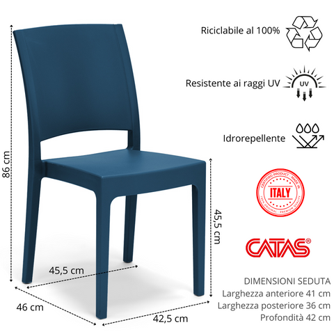 Sedia in polipropilene Flora impilabile Design moderno da Interno/Esterno