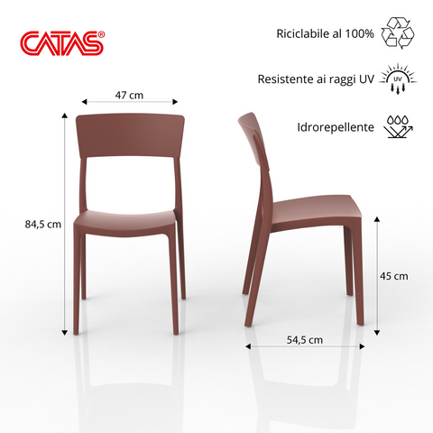 Sedia in polipropilene Zen impilabile Design moderno da Interno/Esterno