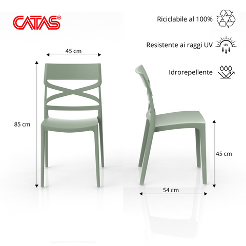 Sedia in polipropilene Flow impilabile Design moderno da Interno/Esterno