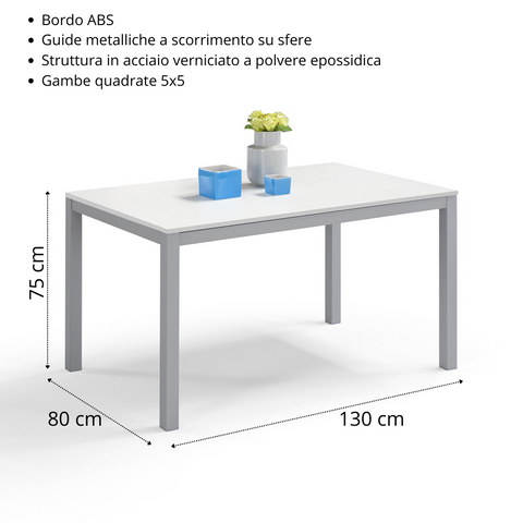 Tavolo da pranzo allungabile 130x80 GIOTTO MADE IN ITALY