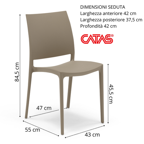 Sedia in polipropilene Moon impilabile Design moderno da Interno/Esterno