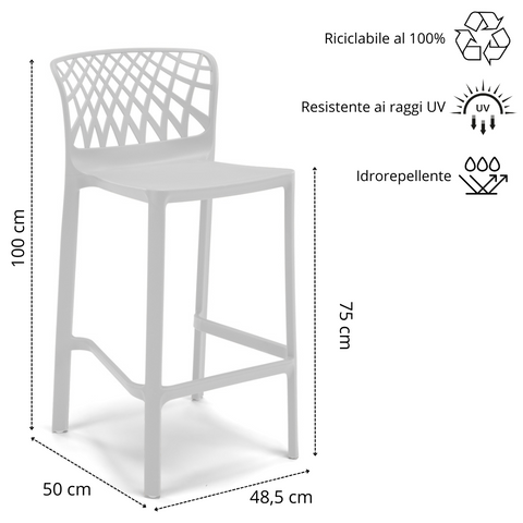 Sgabello in polipropilene Arko 100% Made in Italy sg. seduta da 75
