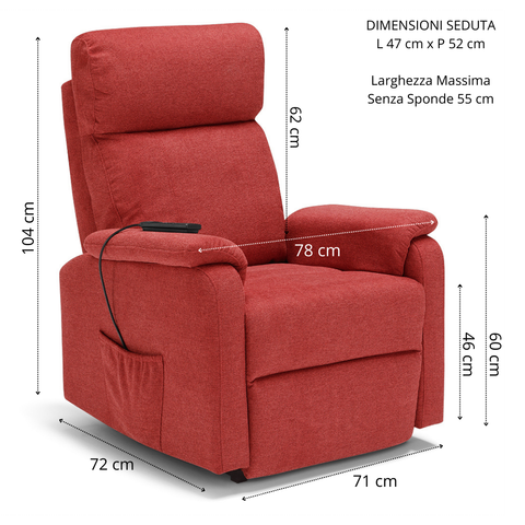 Poltrona elettrica relax 2 motori Denver  con Kit Optional Roller System e Batteria