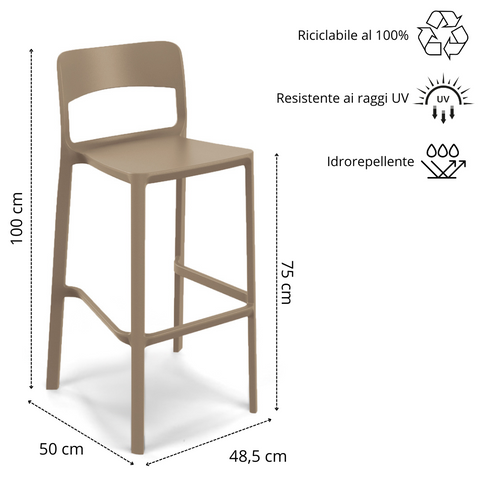 Sgabello in polipropilene Stil 100% Made in Italy sg. seduta da 75