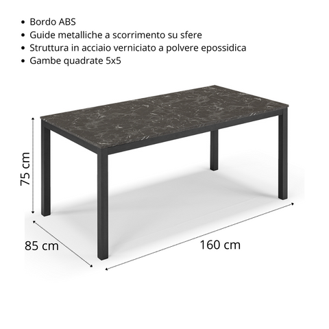 Tavolo da pranzo allungabile 160x85 GIOTTO MADE IN ITALY