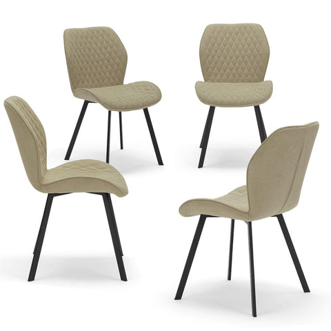 Set di sedie imbottite in tessuto tortora con gambe in metallo