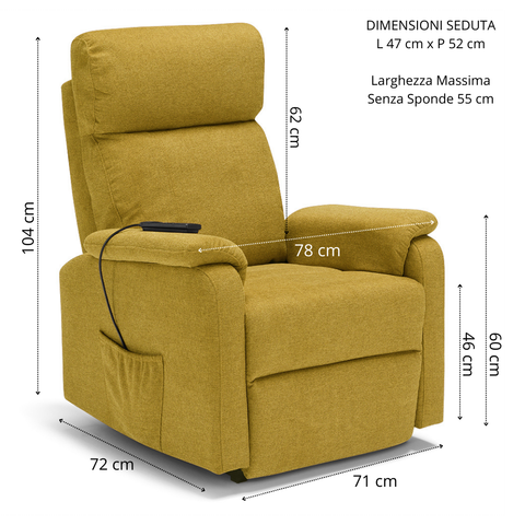 Poltrona elettrica relax 2 motori Denver  con Kit Optional Roller System e Batteria