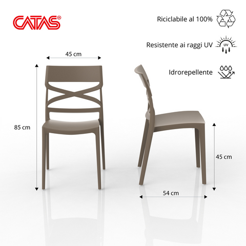 Sedia in polipropilene Flow impilabile Design moderno da Interno/Esterno