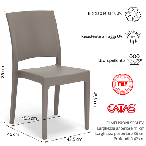 Sedia in polipropilene Flora impilabile Design moderno da Interno/Esterno