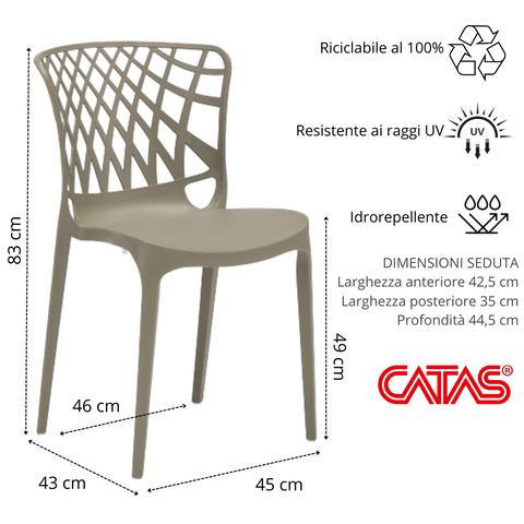 Sedia in polipropilene Arko impilabile Design moderno da Interno/Esterno