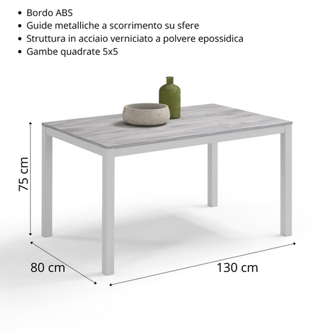 Tavolo da pranzo allungabile 130x80 GIOTTO MADE IN ITALY
