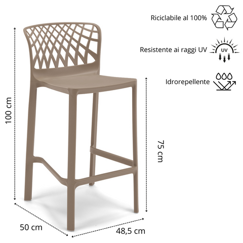 Sgabello in polipropilene Arko 100% Made in Italy sg. seduta da 75