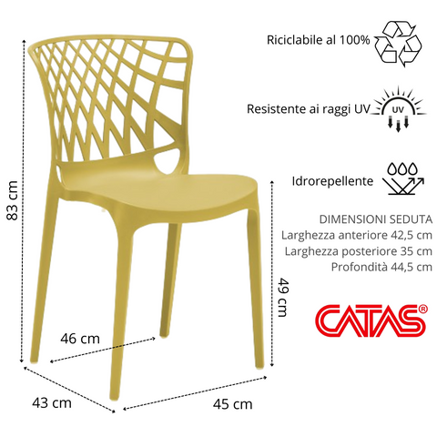 Sedia in polipropilene Arko impilabile Design moderno da Interno/Esterno