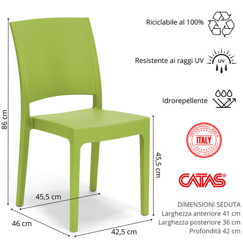 Sedia in polipropilene Flora impilabile Design moderno da Interno/Esterno