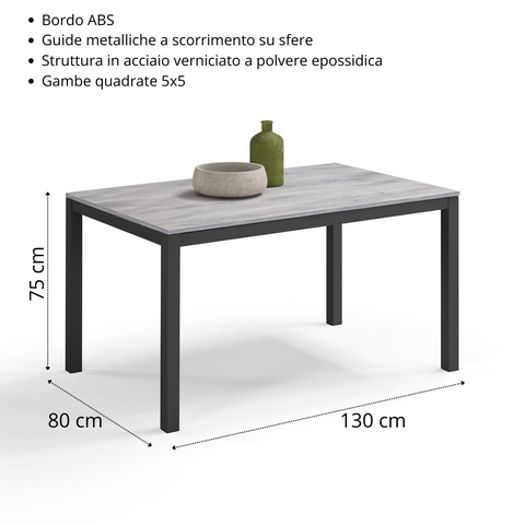 Tavolo da pranzo allungabile 130x80 GIOTTO MADE IN ITALY
