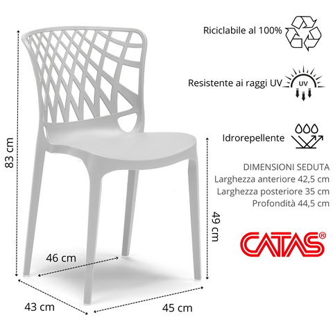 Sedia in polipropilene Arko impilabile Design moderno da Interno/Esterno