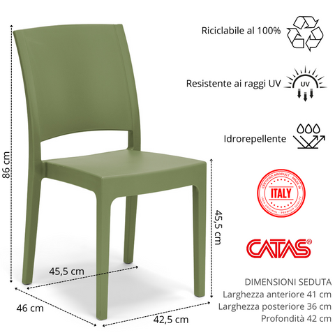 Sedia in polipropilene Flora impilabile Design moderno da Interno/Esterno