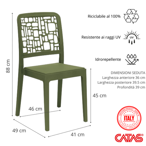 Sedia in polipropilene Medea impilabile Design moderno da Interno/Esterno