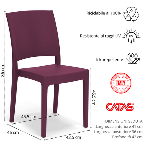 Sedia in polipropilene Flora impilabile Design moderno da Interno/Esterno