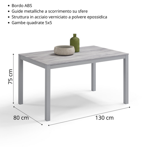 Tavolo da pranzo allungabile 130x80 GIOTTO MADE IN ITALY
