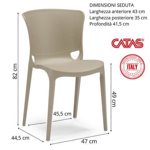 Sedia in polipropilene Jumbo impilabile Design moderno da Interno/Esterno