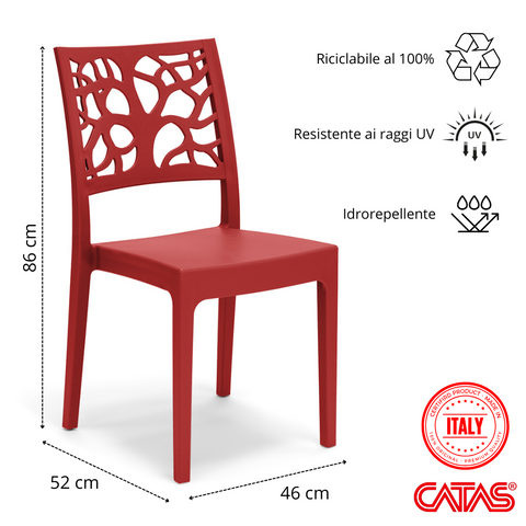 Sedia in polipropilene Teti impilabile Design moderno da Interno/Esterno