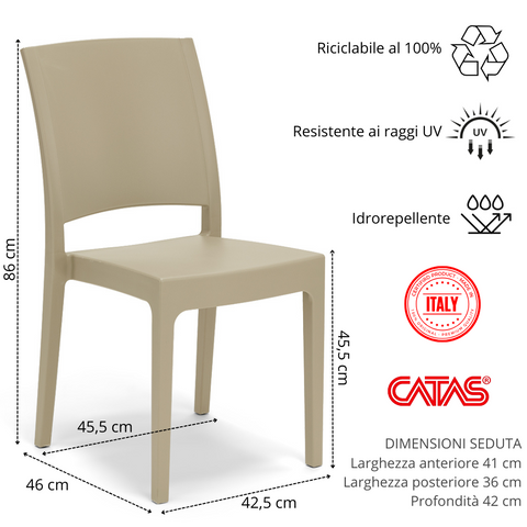 Sedia in polipropilene Flora impilabile Design moderno da Interno/Esterno