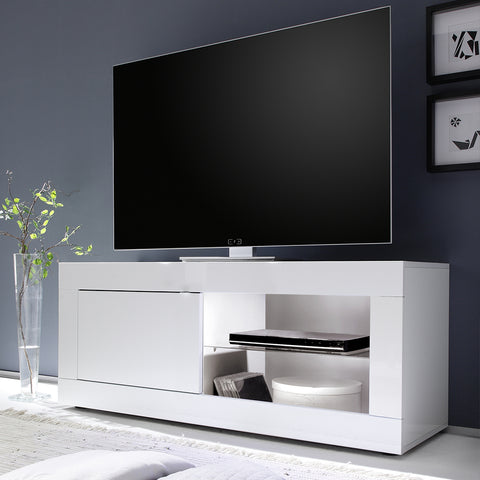 Mobile Porta TV 1 Anta Linea Basic 100% Made in Italy Bianco Laccato Lucido (in KIT)