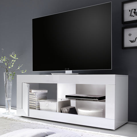 Mobile Porta TV 1 Anta Linea Basic 100% Made in Italy Bianco Laccato Lucido (in KIT)
