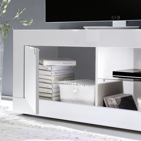 Mobile Porta TV 1 Anta Linea Basic 100% Made in Italy Bianco Laccato Lucido (in KIT)