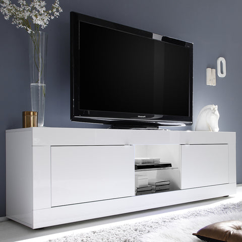 Mobile Porta TV 2 Ante Linea Basic 100% Made in Italy Bianco Laccato Lucido (in KIT)
