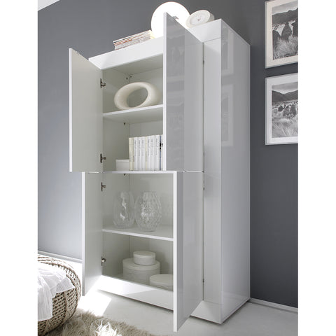 Mobile Contenitore a 4 Ante Linea Basic 100% Made in Italy Bianco Laccato Lucido (in KIT)
