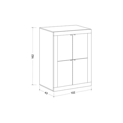 Mobile Contenitore a 4 Ante Linea Basic 100% Made in Italy Bianco Laccato Lucido (in KIT)