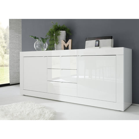 Madia 2 Ante e 3 Cassetti Linea Basic 100% Made in Italy Bianco Laccato Lucido (in KIT)